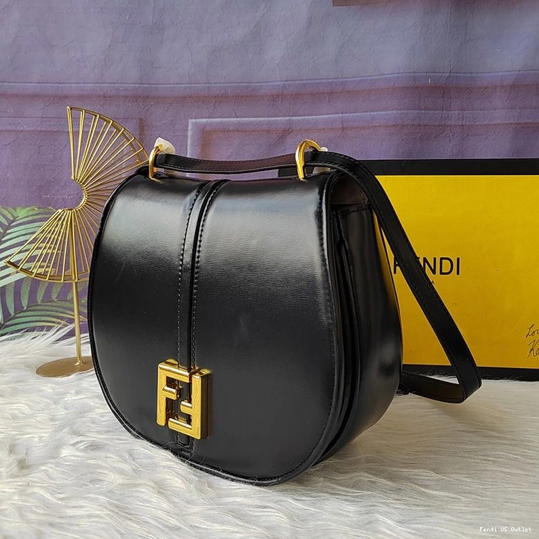 Affordable HOT Medium Black Leather C'mon Calf Fendi In Bag 0809